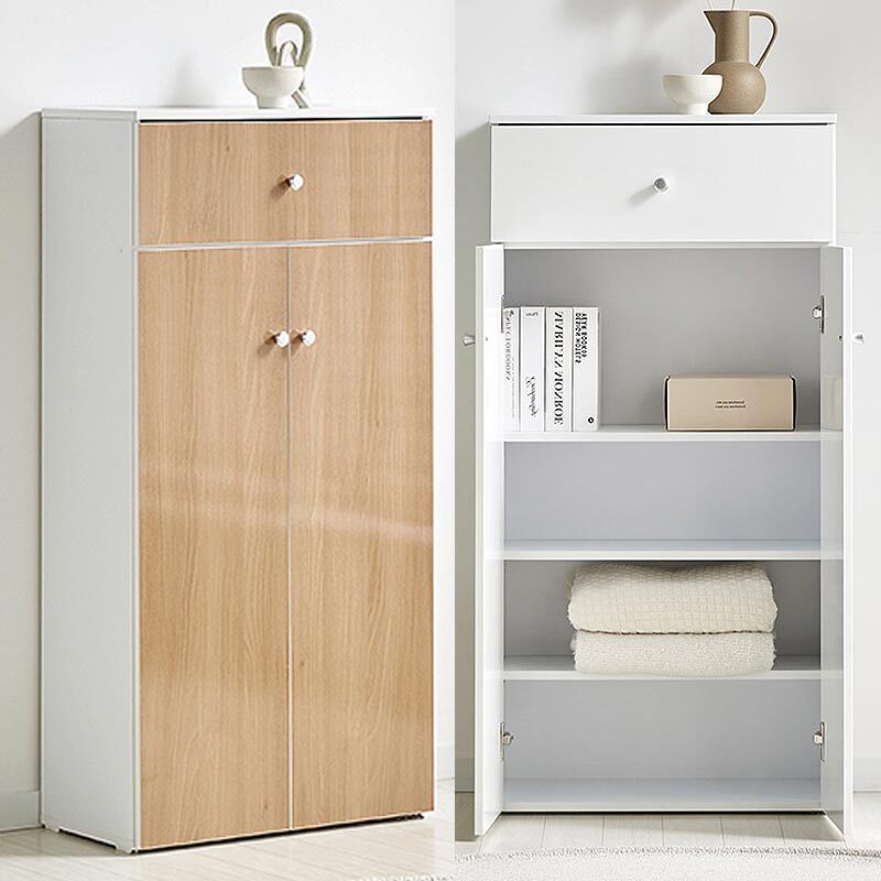 국산 도어형 양문 틈새수납장 거실 현관 주방 다용도 선반장 60x30x120cm