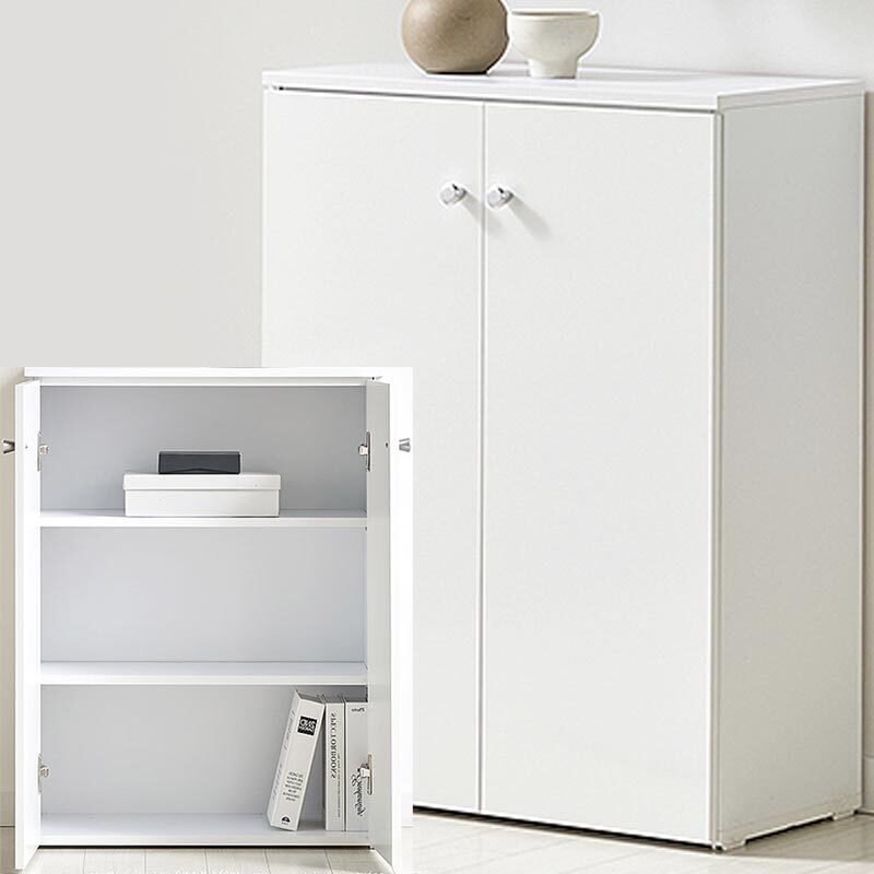 국산 양문 도어형 광폭 수납장 다용도 3단 거실 주방선반 60x40x80cm