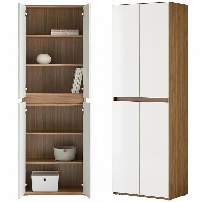 국산 양문 도어형 화이트 수납장 거실 현관 주방 다용도 선반장 60x40x181cm