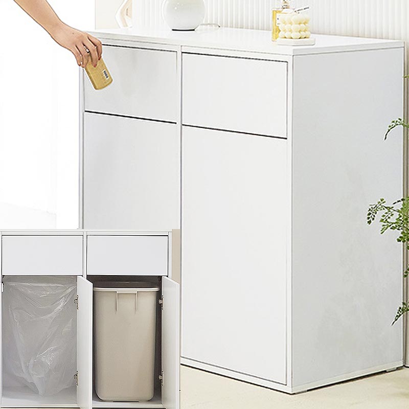 국산 매장 업소용 2칸 휴지통 플랩도어 분리수거함 재활용 쓰레기통 80x40x80cm