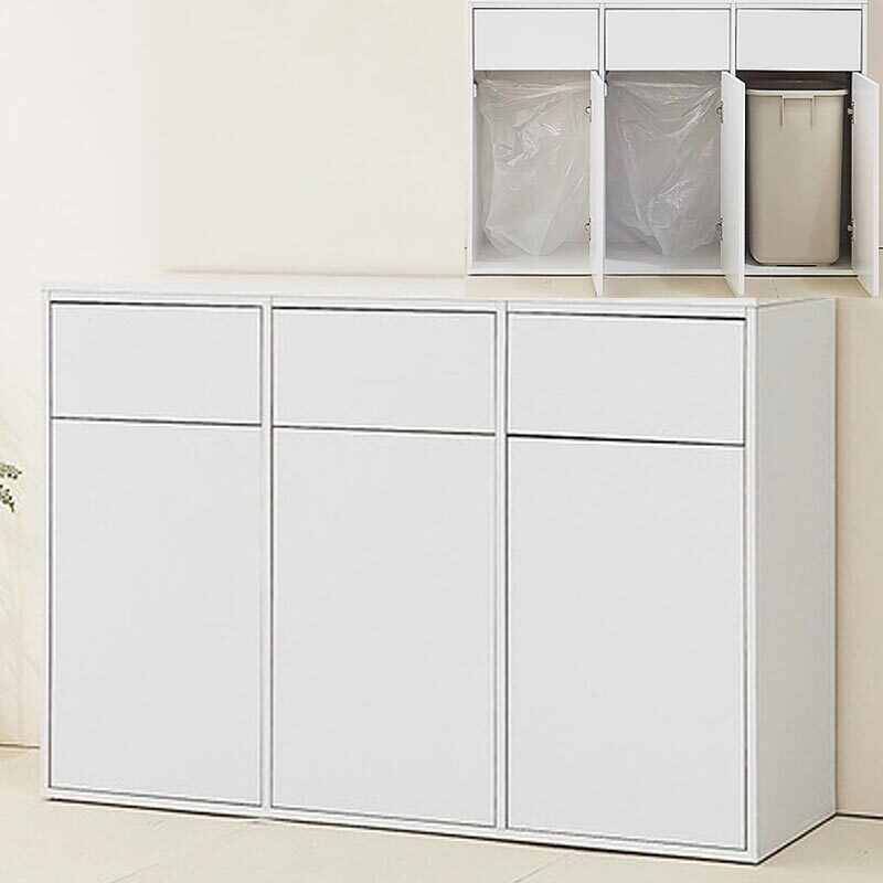 국산 매장 업소용 3칸 휴지통 플랩도어 분리수거함 재활용 쓰레기통 120x40x80cm