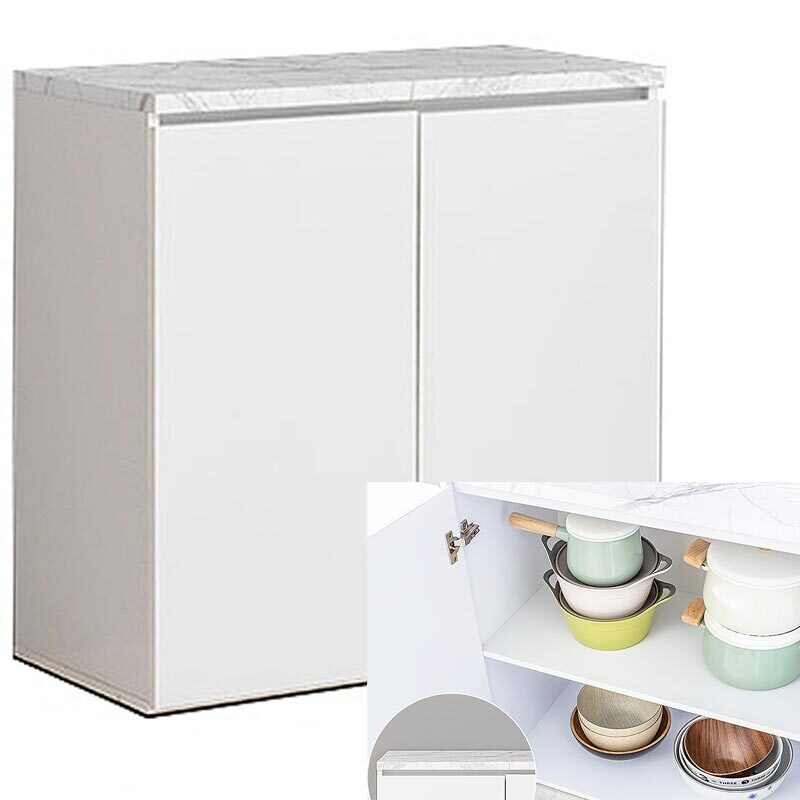 국산 양문 도어형 2단 수납장 거실 현관 주방 선반장 80x40x80cm