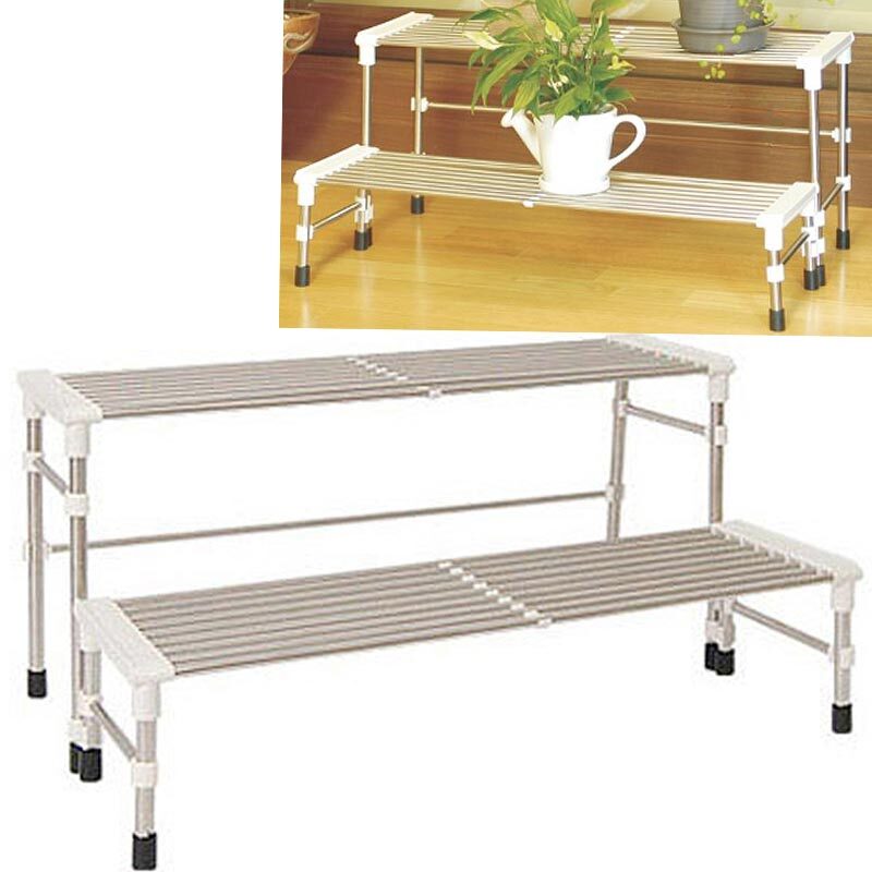 국산 스텐 2단 화분진열 정리대 거실 정원 베란다 다이 선반 트레이