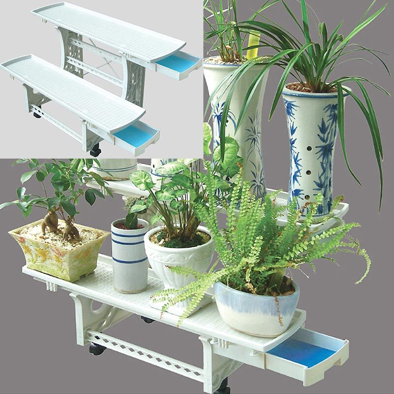 국산 2단 물받이 화분정리 진열대 다이 선반 트레이 83x41x45cm