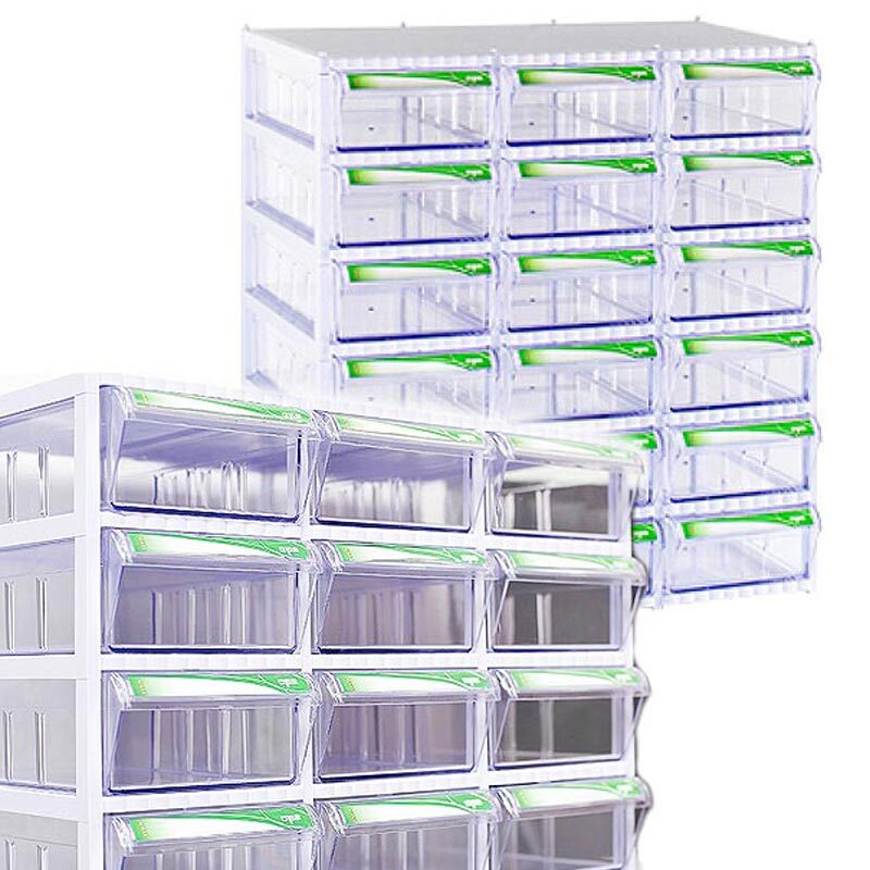 국산 투명서랍식 18칸 부품수납함 공구 사무용품 보관박스 40x23x43cm