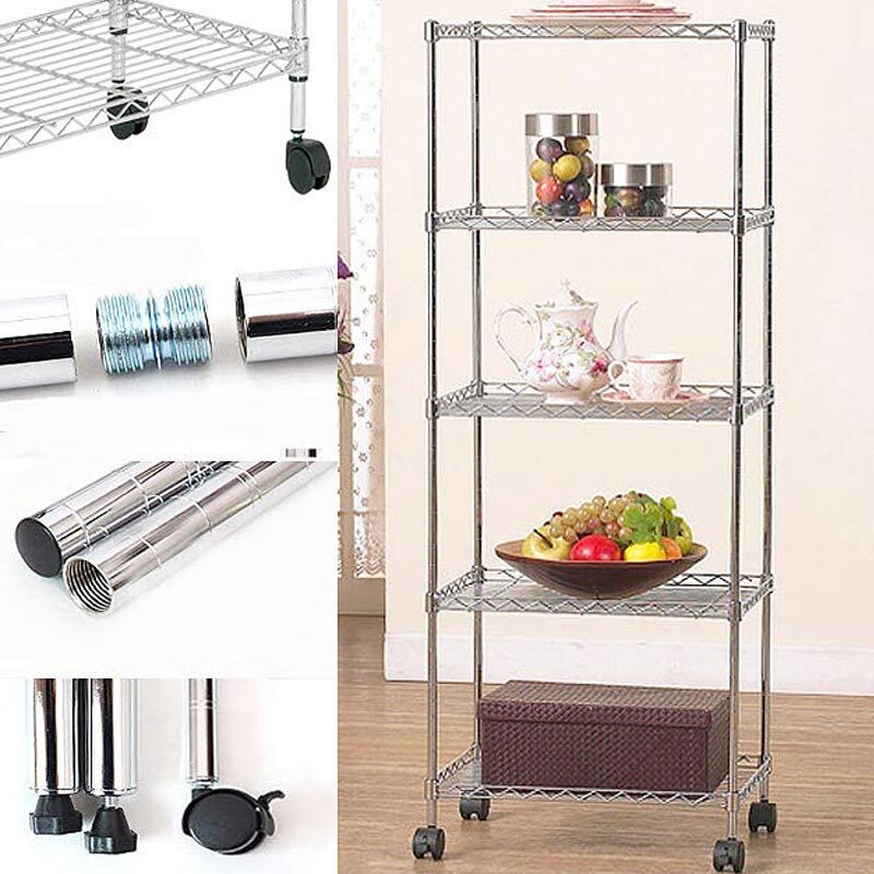 국산 5단 수납선반 진열대 메탈랙 다이 45x30x120cm 이동식 스탠드