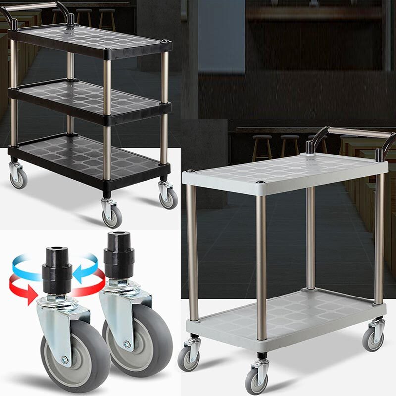 국산 이동식 트롤리 웨건 업소용 서빙카트 식당 병원 주방 회색 고무바퀴 2단 3단