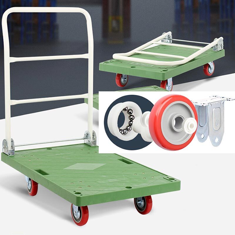 국산 녹색 폴딩 사각대차 휴대용 접이식 구르마 운반수레 핸드카트 물류 매장