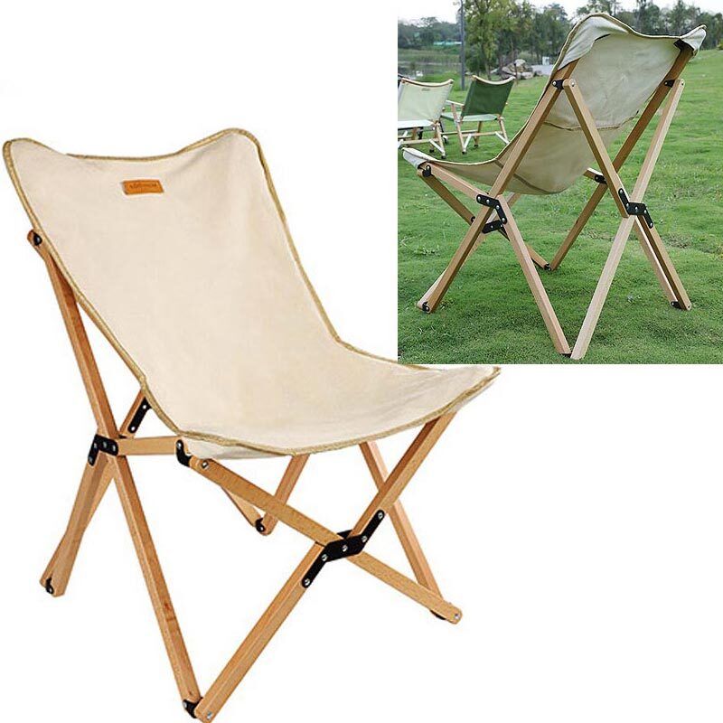 접이식 캔퍼스천 우드의자 야외 휴대용 폴딩 캠핑체어 등받이 1인용