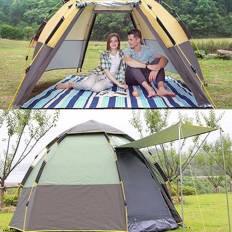 3-4인용 방수 원터치 자동텐트 그늘막 강화폴대 일체형 타프