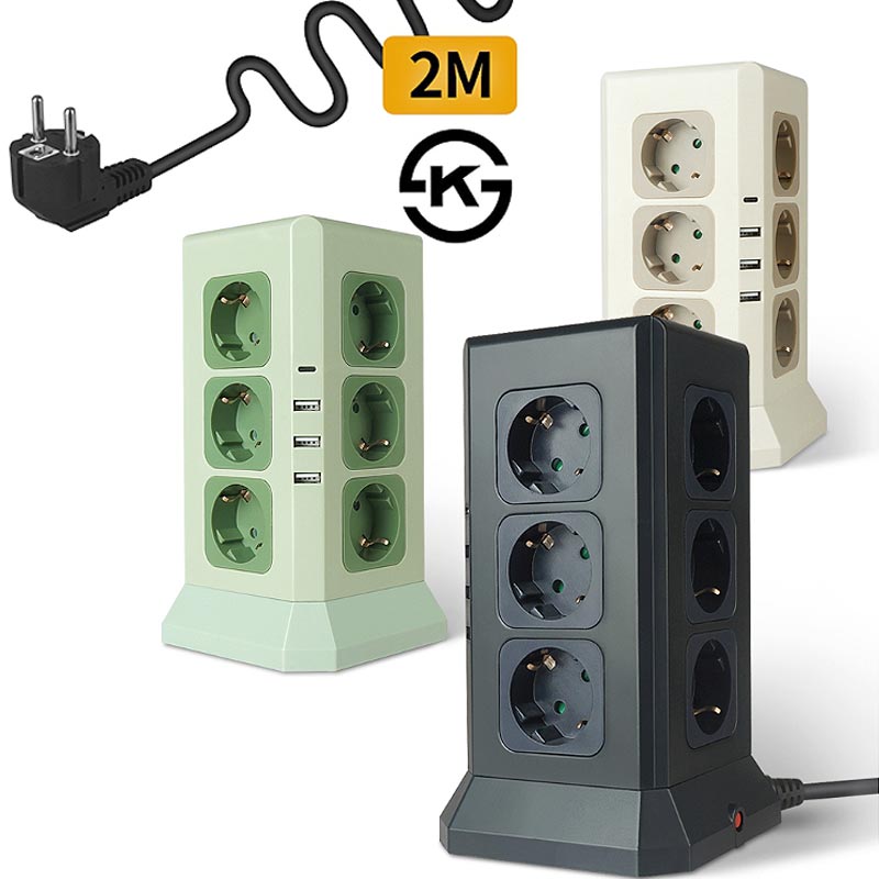 대용량 타워형 멀티탭 콘센트 16구 (USB 4구 포함) 충전기 겸용 과부하 과충전 보호