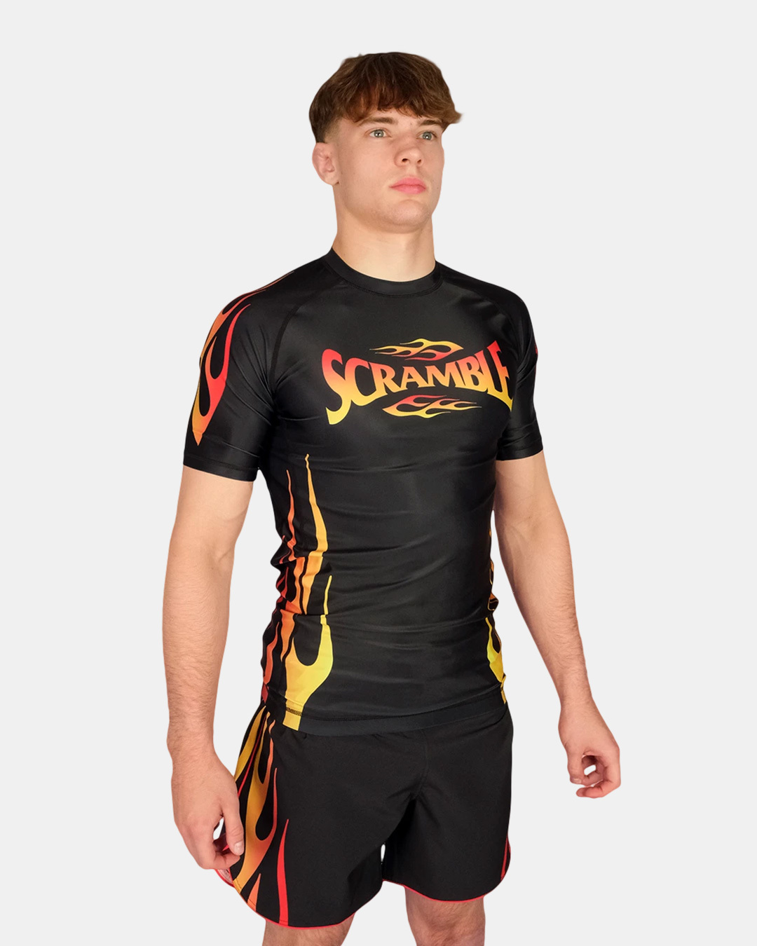 스크램블 1998 파이어 래쉬가드 숏슬리브 - 블랙