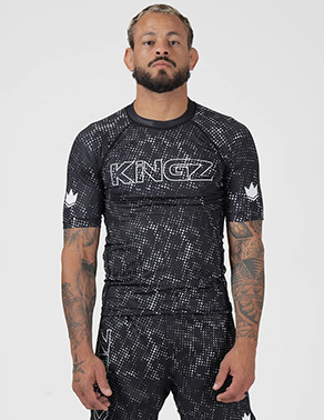 킹즈 액시드 워시 래쉬가드 숏슬리브 - 블랙