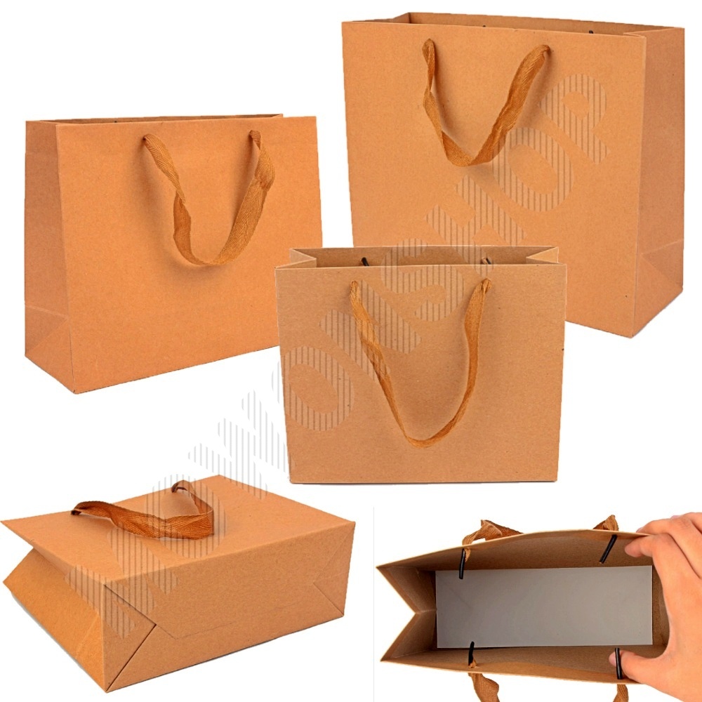 크라프트지 쇼핑백 튼튼한 종이 가방 손잡이 봉투 대형 3종