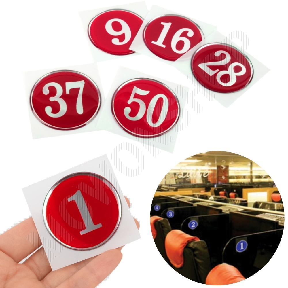 식당테이블번호 사물함 락커 번호판 1-50 빨강 4.8cm
