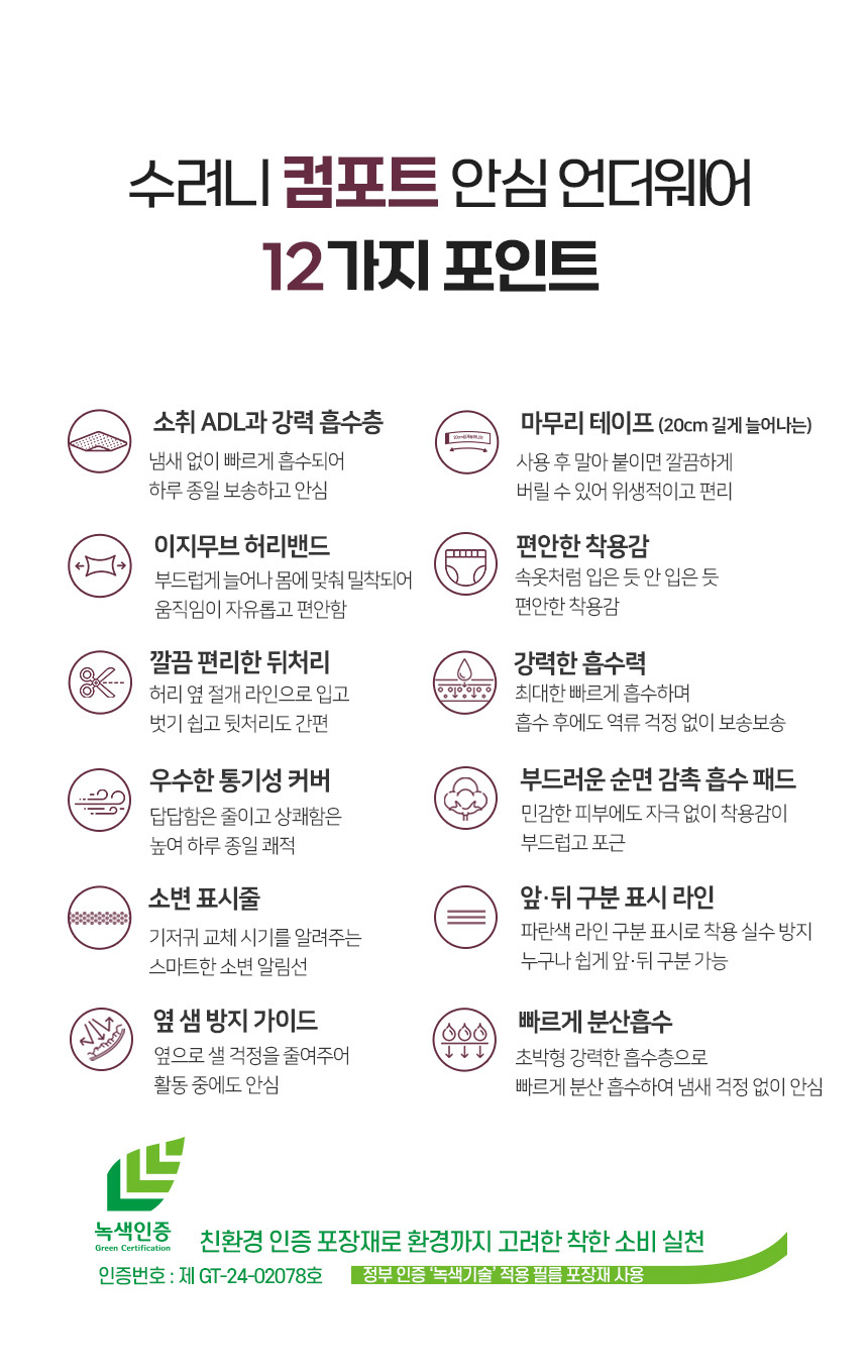 수려니 성인용기저귀 안심언더웨어
