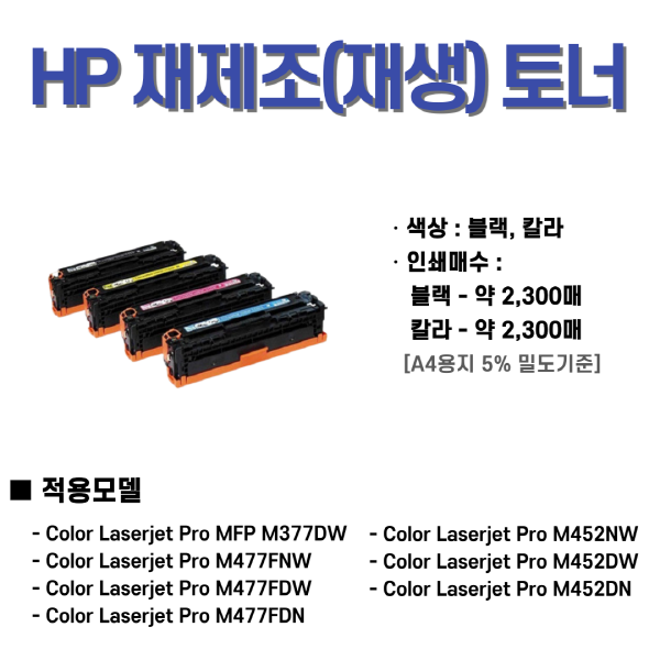 [케이와이솔루션] 재생토너 HP CF412A 노랑