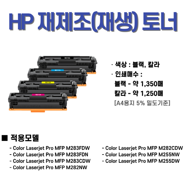 [케이와이솔루션] 재생토너 HP W2110A~2113A 세트