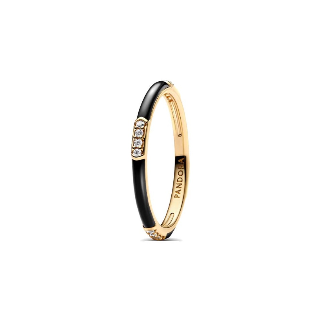 판도라 반지 Pandora Gold Plated Rings Women's Black 163686C01