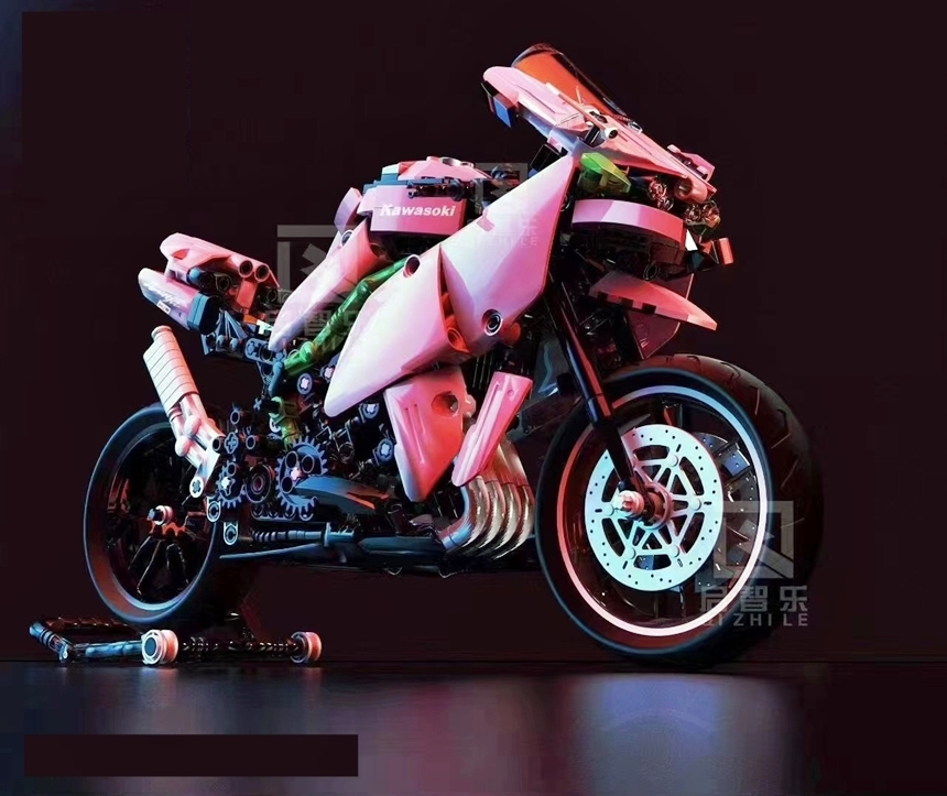 레고호환 스피드챔피언 가와사키 닌자 H2R 핑크 오토바이 85002