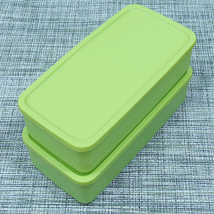 타파웨어 싱싱블럭 야채통 직사각 냉장용기세트-1.4L 2개/그린 (530) #2