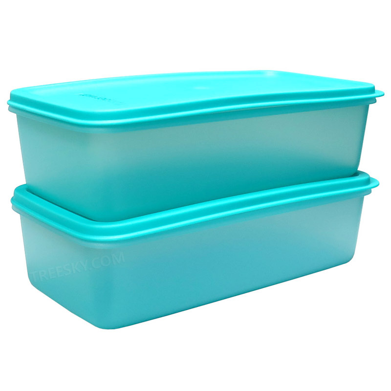 타파웨어 프레쉬 세이버 싱싱야채 직사각 냉장용기세트-1.3L 2개/민트블루 (145) #0