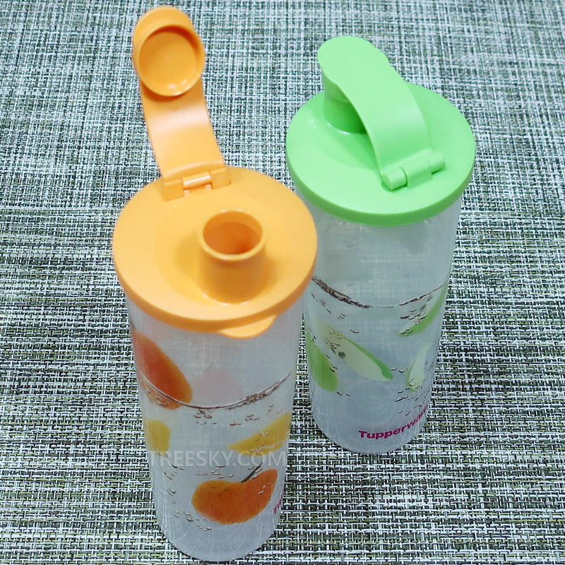 타파웨어 에코주니어 후르츠 플립캡 냉장물병세트-470ml 2개/오렌지+그린 (748-2) #1