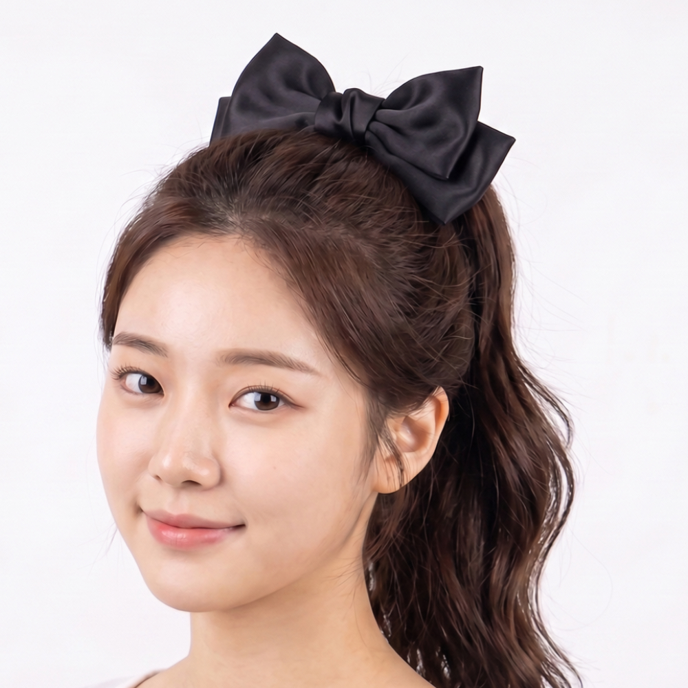 펄악세서리 가볍고편안한머리끈 헤어핀 진주자개머리끈 포인트머리끈 생쥐머리끈 소품머리끈 두꺼운머리끈 헤어아이템 헤어업머리고무줄 펄머리끈 펄헤어끈 왕리본 곱창밴드 블랙 머리끈