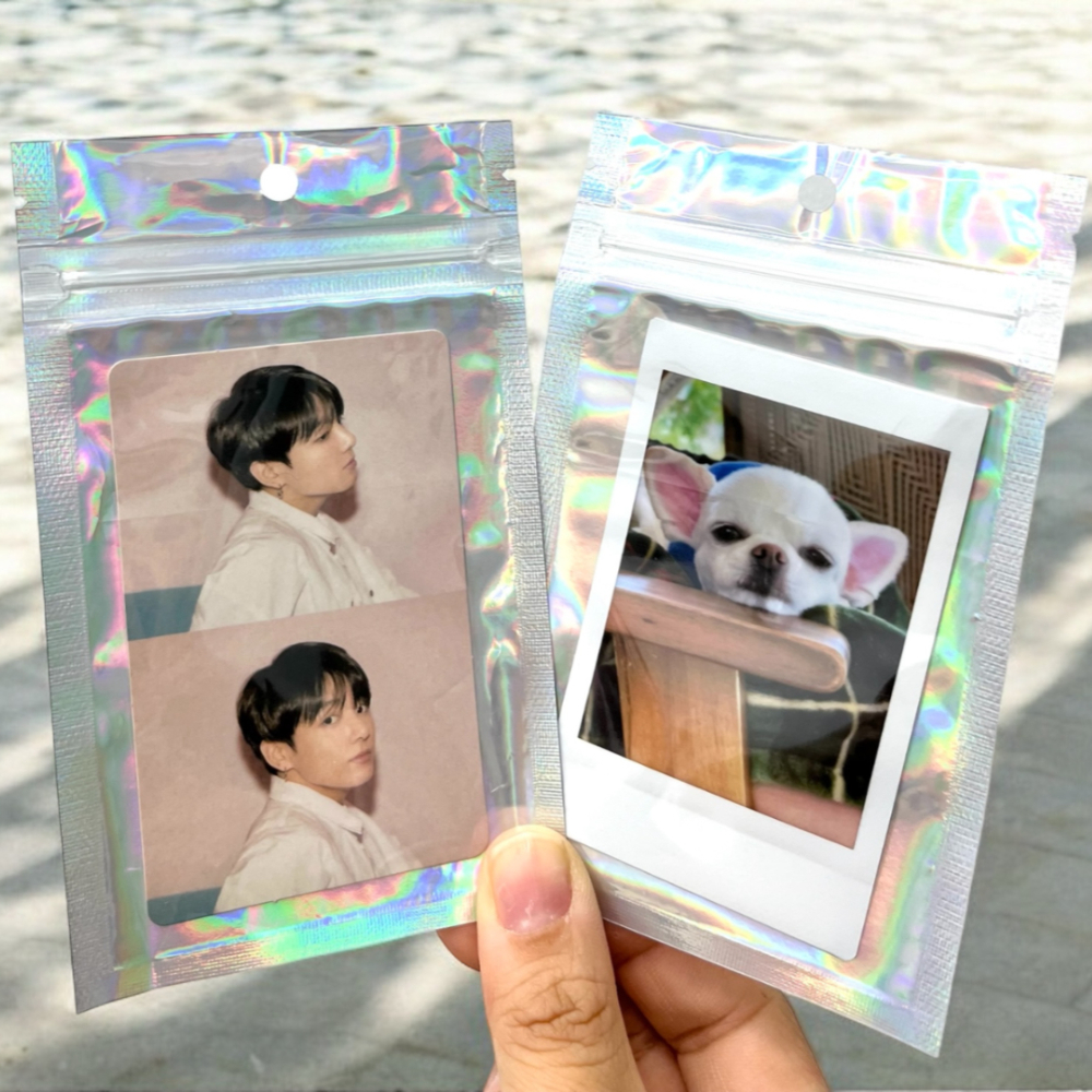 다용도비닐봉투 포장비닐백 PE혼합봉투 유아용지갑 다용도파우치 투명비닐포장백세트 작은수납파우치 식자재포장재료 비닐포장봉지 투명지갑 저장파우치 8x13 100P 홀로그램 지퍼백