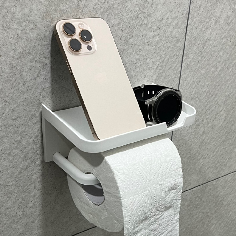 무타공 선반형 휴지걸이 화이트