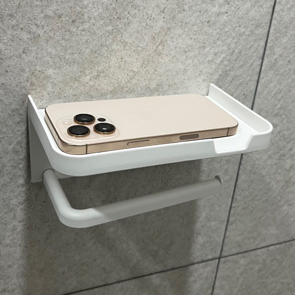 인테리어용품 심플휴지거치대 화장실소품 휴지걸이선반 욕실휴지걸이 캠핑용휴지걸이 야외휴지걸이 스테인리스휴지걸이 벽걸이주방선반 화장실가구 화장지보관함 선반형 무타공 화이트 휴지걸이