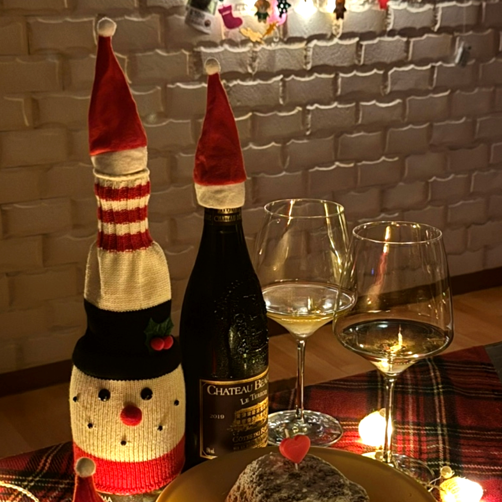 크리스마스와인 크리스마스 산타와인병 산타모자 와인병선물 와인병