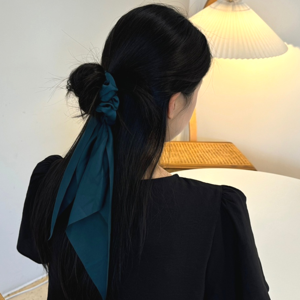 헤어악세사리 헤드밴드스카프 쿨스카프 시원한패션소품 롱넥워머 여행용스카프 패션액세서리 선물용패션아이템 쿨링귀걸이스카프 시원한스카프 드로잉패턴여성스카프 리본 곱창머리끈 다크그린 스카프