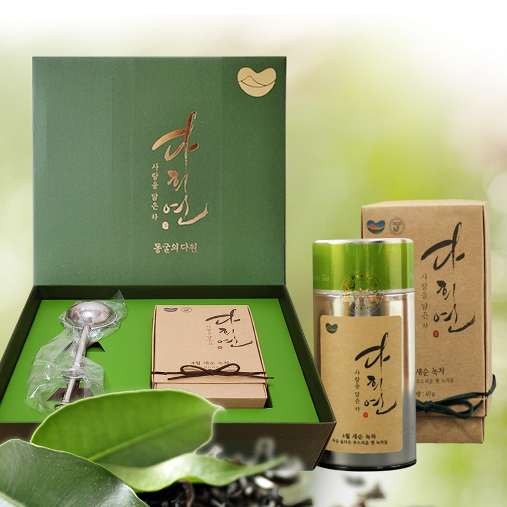 다희연 4월 새순 녹차 세트 40g 제주도 유기농 잎차