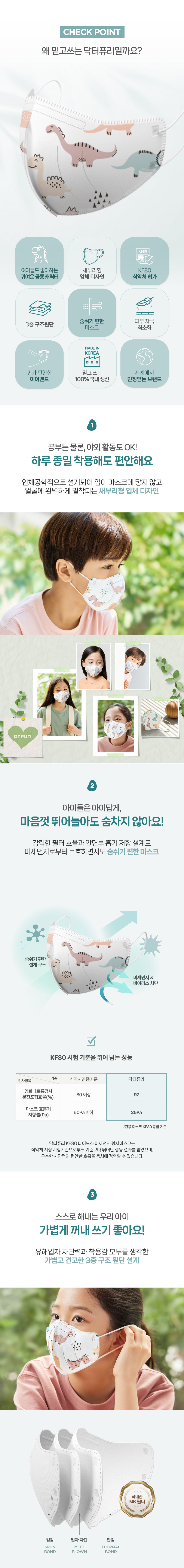 KF80 다이노스 미세먼지 황사 유아마스크 소형 25매
