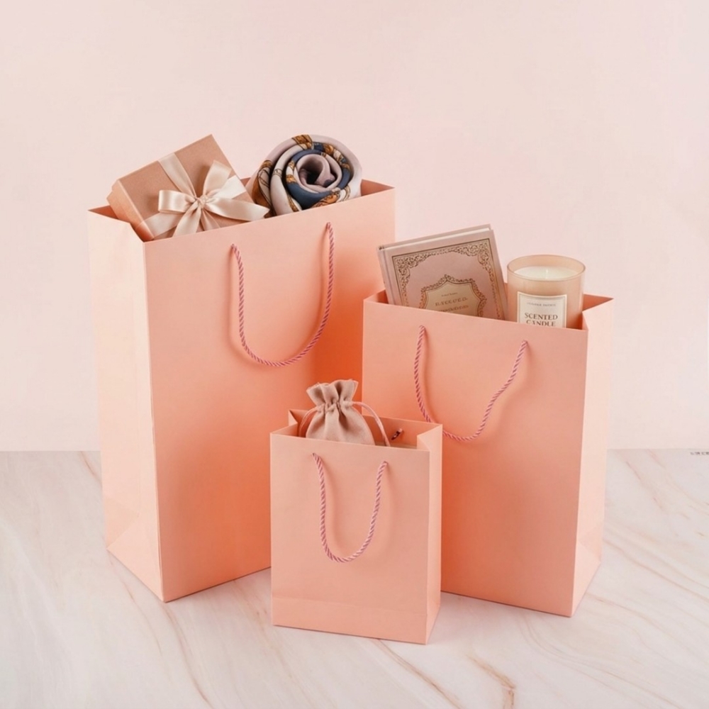 세로형 핑크 쇼핑백