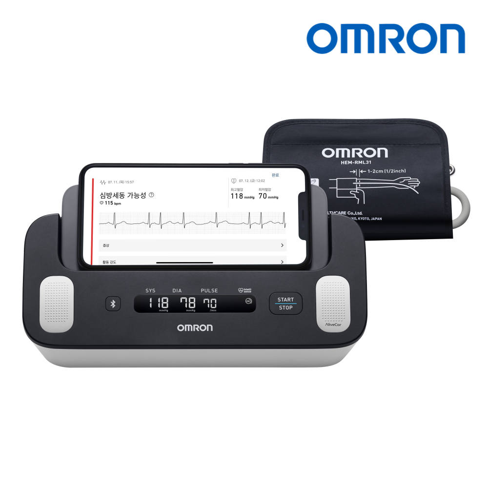 [오므론] 2in1 심전도 혈압계 컴플리트 HEM-7530T 부정맥 심근경색 협심증 검사 가정용 측정기