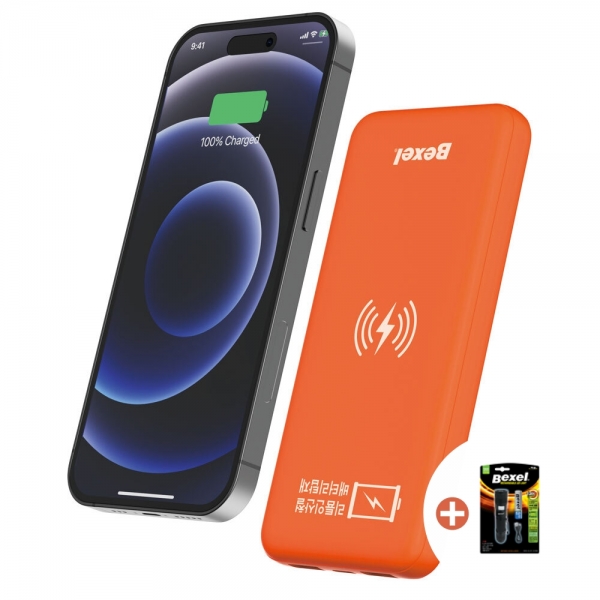 [벡셀] 리튬인산철 LFP 무선충전 보조배터리 10000mA BPL-105OR (휴대용 플레시 증정)