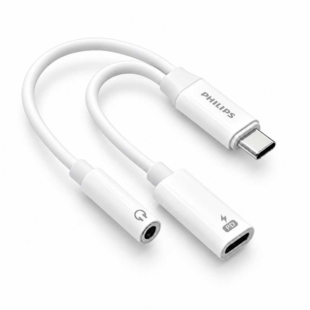 필립스 USB C to 3.5 / C타입 60W 고속충전 DAC 이어폰 듀얼 젠더 SWA5171C/00