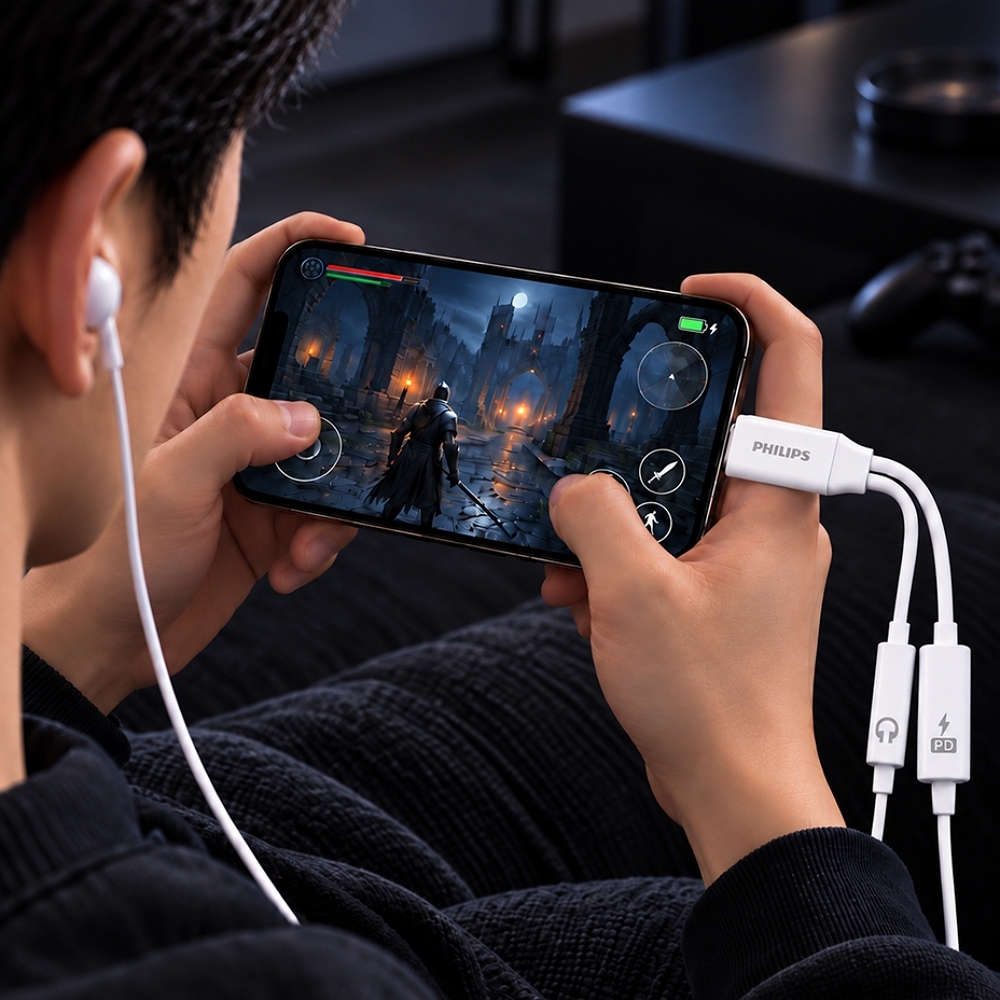 필립스 USB C to 3.5 / C타입 60W 고속충전 DAC 이어폰 듀얼 젠더 SWA5171C/00