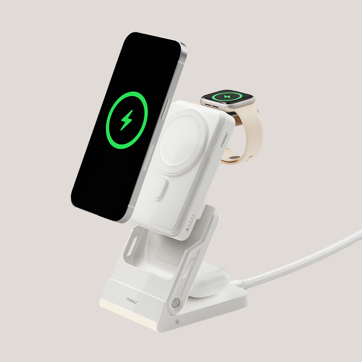무아스 폴더블 4 in 1 맥세이프 보조배터리 & 무선충전기 (10,000mAh)