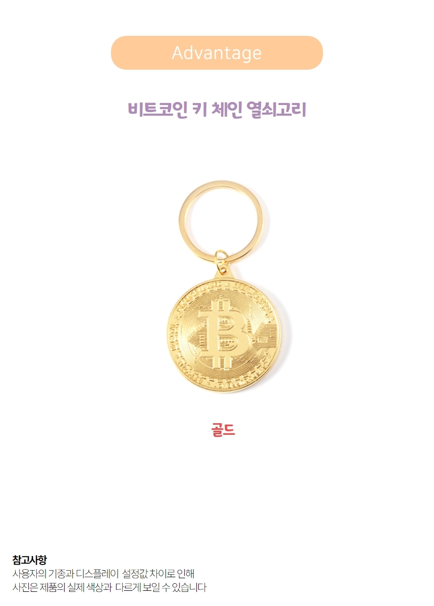 더사오몰인테리어 / 주방 / 팬시동전 화폐 주화 모형 키링 비트코인키체인 로즈골드