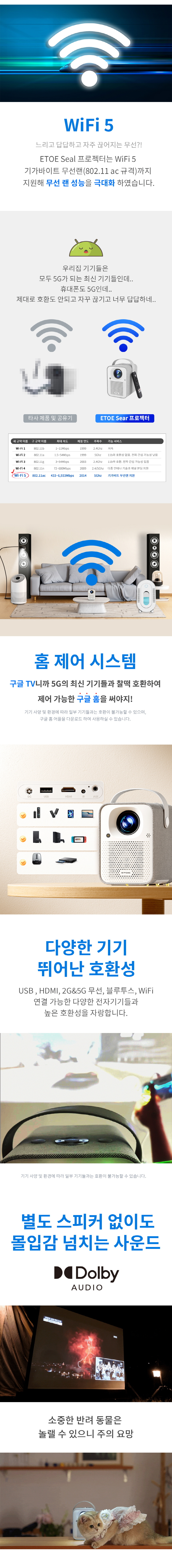 Specifications table for ETOE Seal A1324 Projector