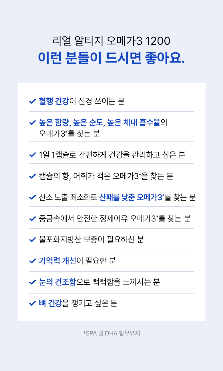 데일리원 리얼 알티지 오메가3 1200 RTG 초임계 60캡슐 1개 상세 이미지 9