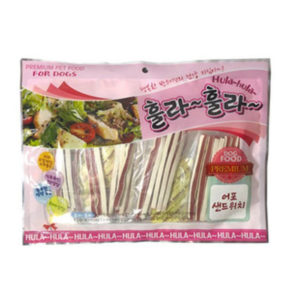 훌라훌라 애견 강아지 간식 어포샌드위치300g 개껌