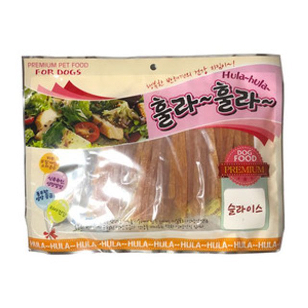 훌라훌라 애견 강아지 간식 치킨슬라이스300g 개껌