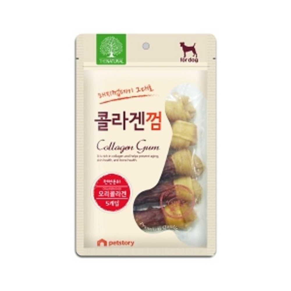 애견간식 더내추럴 오리 콜라겐껌 5p 4.5 강아지껌 돼지껍데기육포