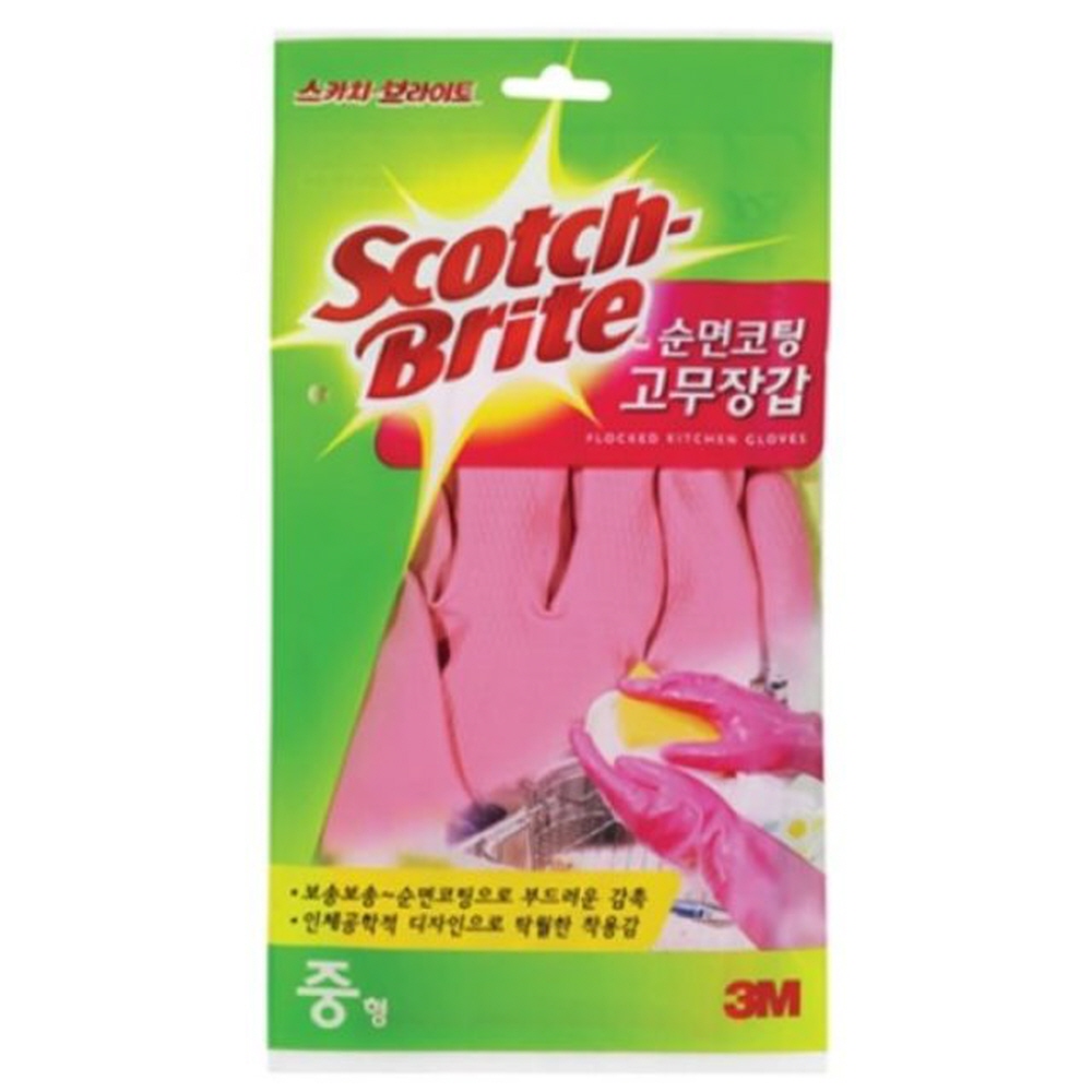 3M 스카치브라이트 순면 코팅 고무장갑 중형 형광펜 마카펜 클리어파일