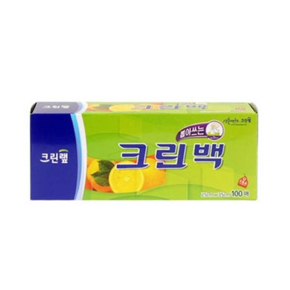 크린랲 크린백 중 100매 25x35 비닐봉투 음식포장 서류정리 주방용품 공책