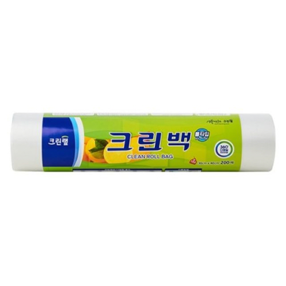 크린랲 크린롤백 대 200매 30x40 투명 비닐봉투 주방 라벨지 복사지 필기구